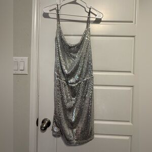 Kendall & Kylie Silver Sequin Mini Dress